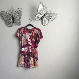 Beautiful flowered Sheer multi colored top.